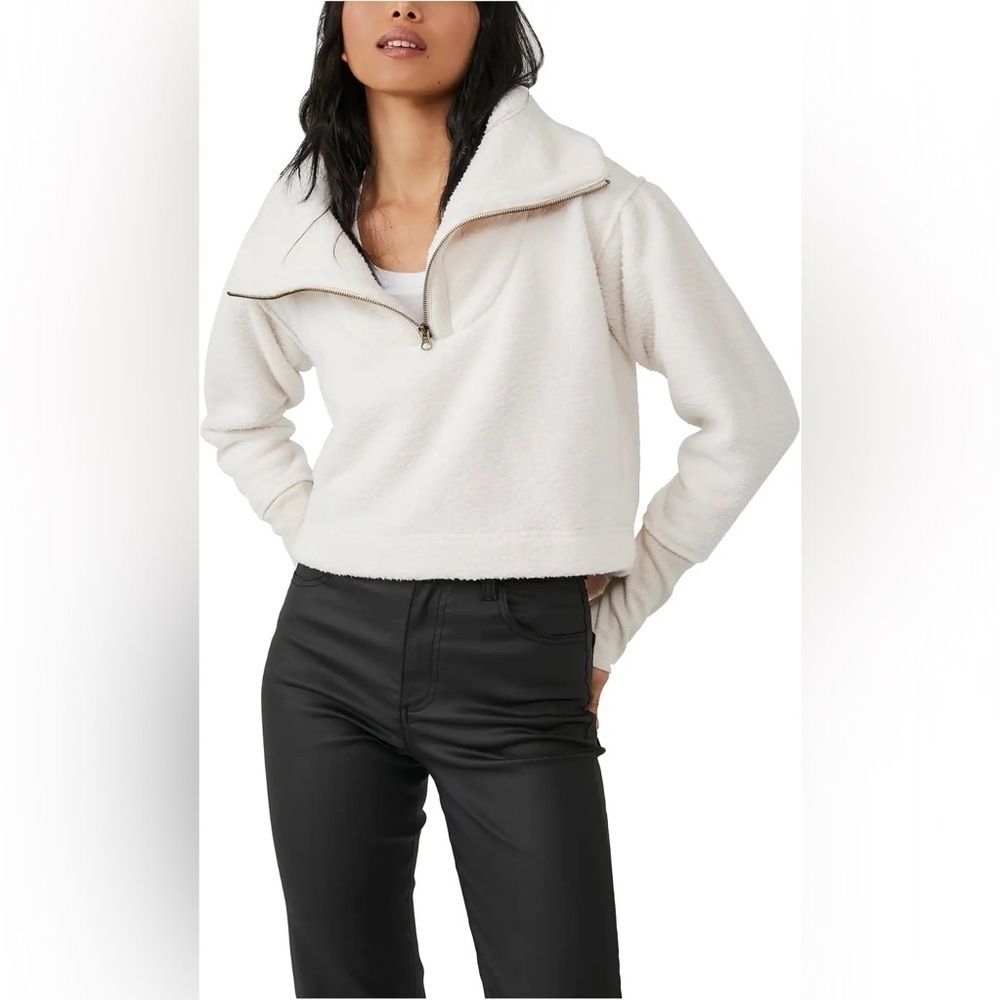 Free People Off-White Zip-Up Hoodie